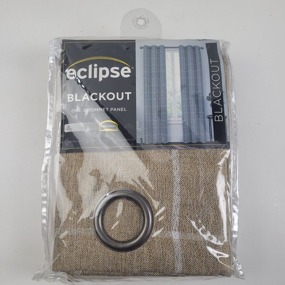 NEW Eclipse Peconic jute blackout Grommet curtains ''Peconic Jute' 37x95 #CT14